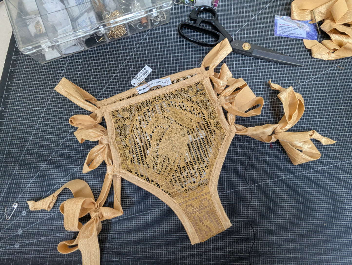 Religious Gold Lace Festival Lingerie Set, Christian or Catholic - Bible Crop Top & Prayer Panties