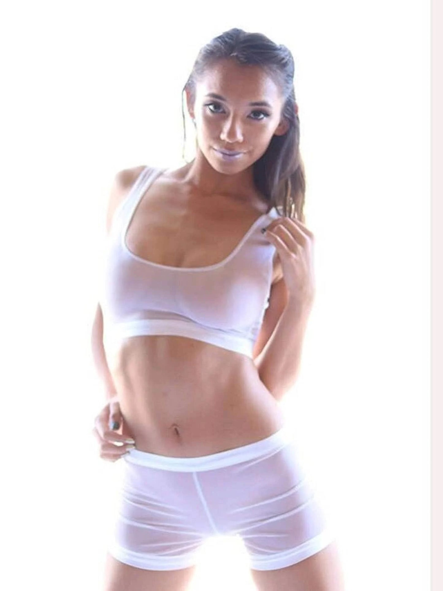 White Mesh Bra & Shorts Lingerie Set | Sheer Sporty Everyday Bra for Women – Slow Gifting